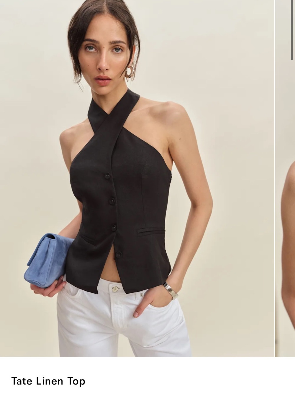 Reformation Tate linen top black